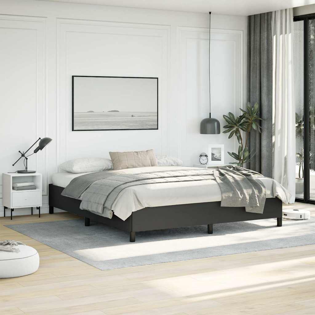 Bed Frame without Mattress Black California King Faux Leather