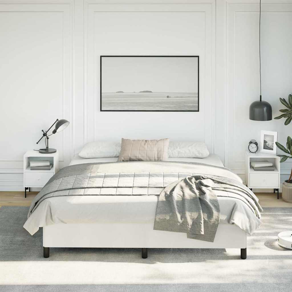 Bed Frame without Mattress White California King Faux Leather