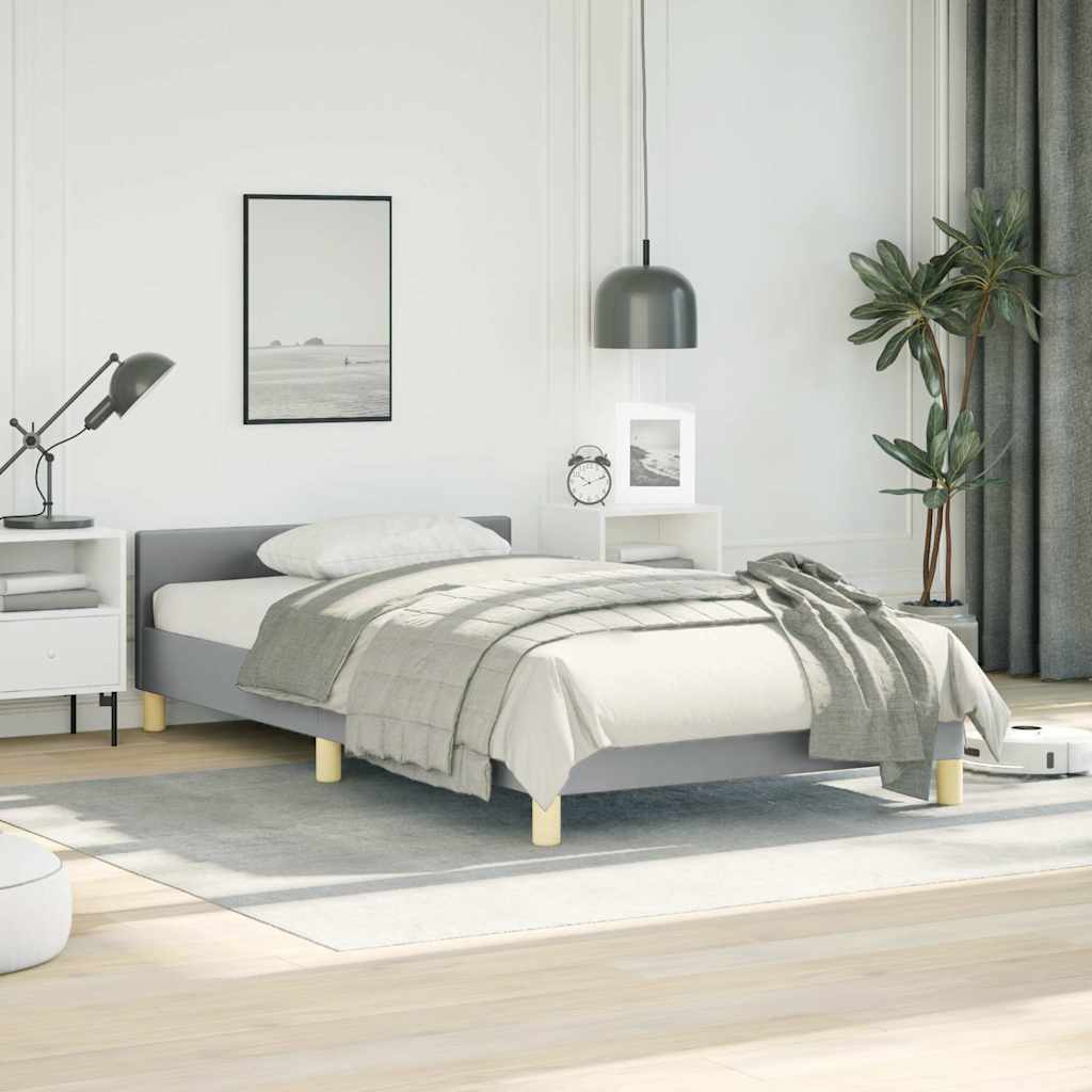 Bed Frame without Mattress Light Grey Twin Fabric