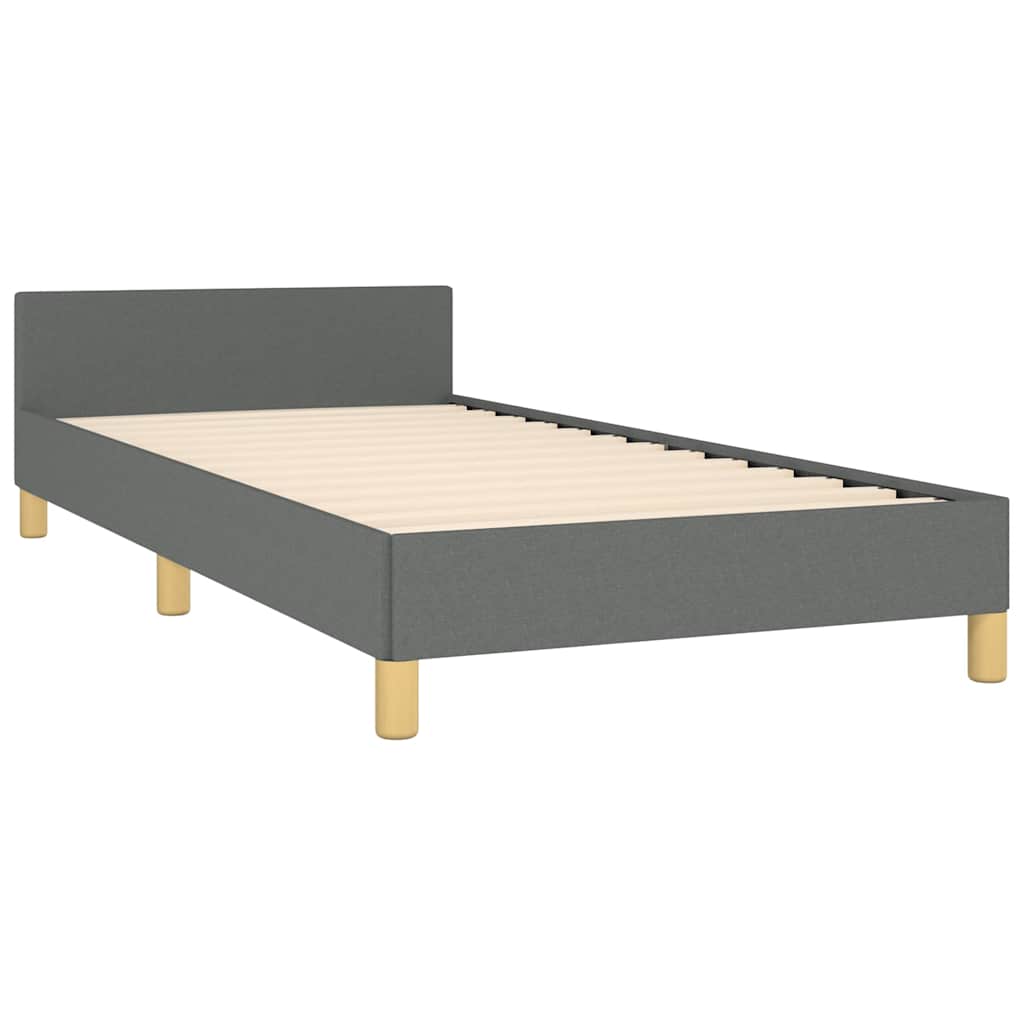 Bed Frame without Mattress Dark Grey Twin Fabric