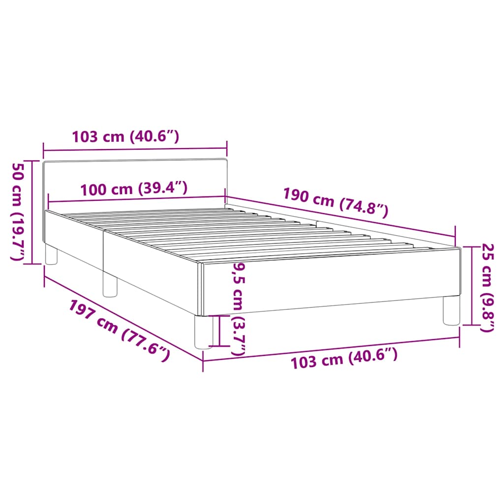 Bed Frame without Mattress Dark Grey Twin Fabric