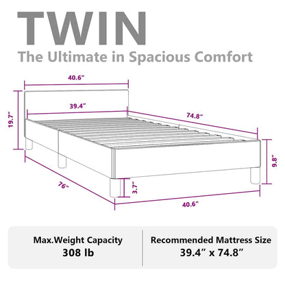 Bed Frame without Mattress Dark Grey Twin Fabric