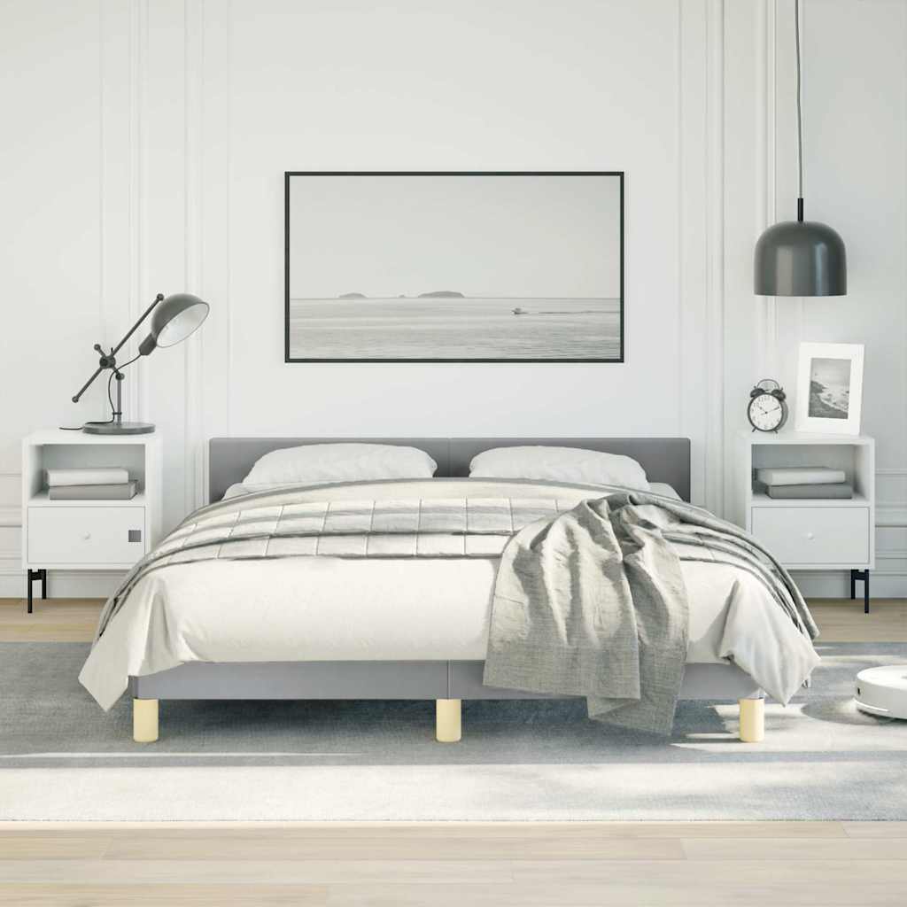 Bed Frame without Mattress Light Grey Full Fabric