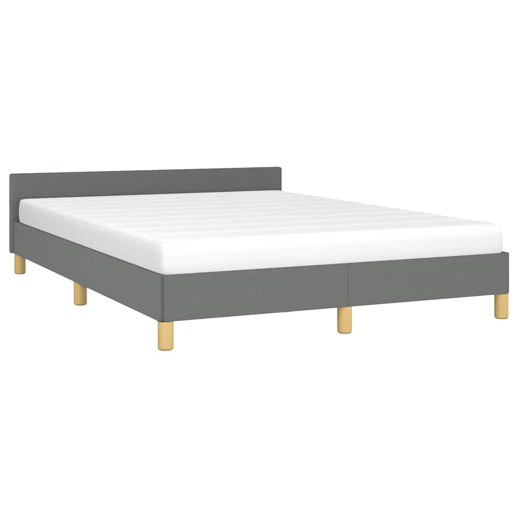 Bed Frame without Mattress Dark Grey Full Fabric
