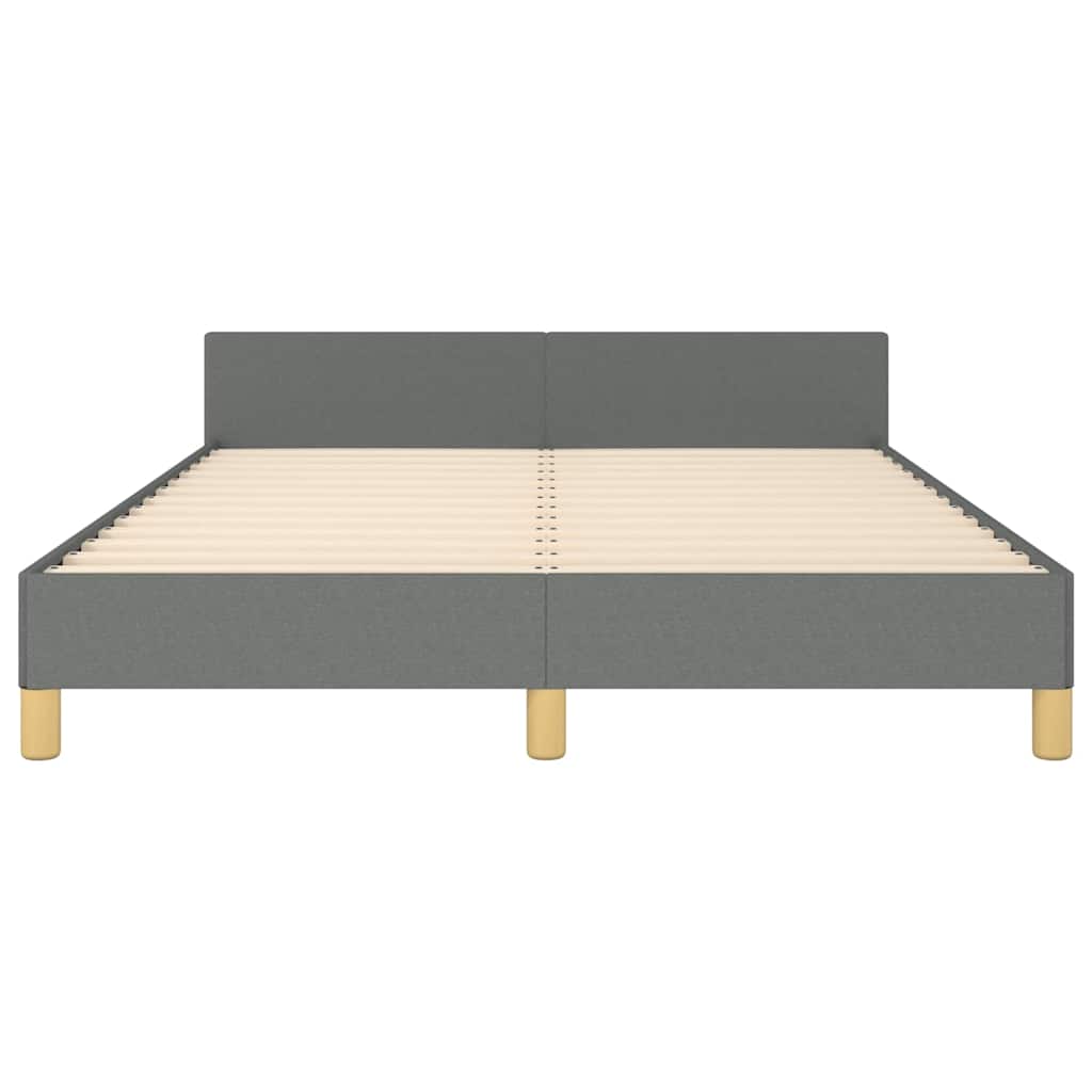 Bed Frame without Mattress Dark Grey Full Fabric