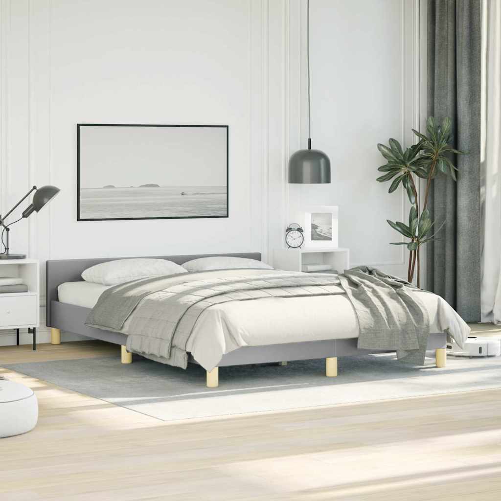 Bed Frame without Mattress Light Grey Queen Fabric