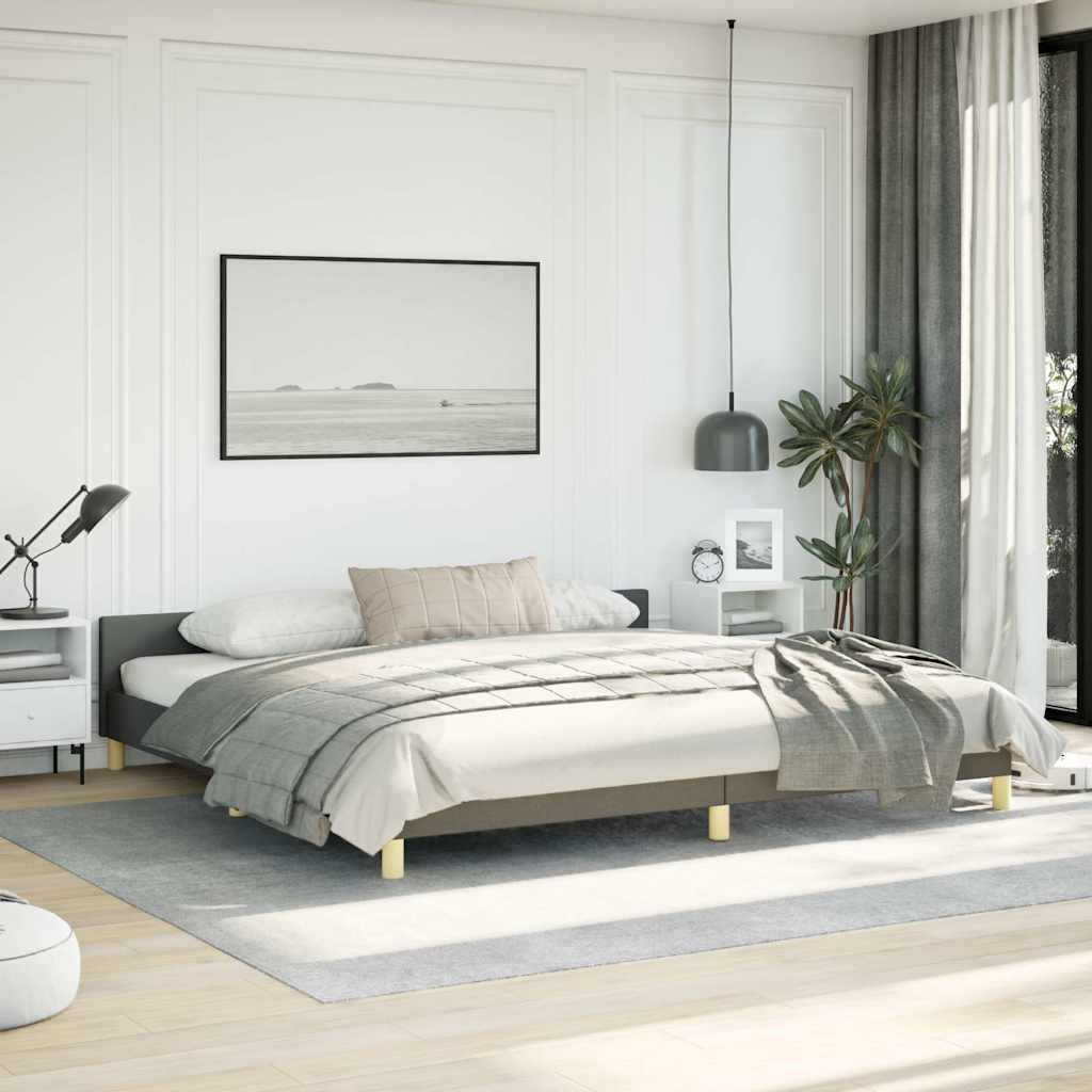 Bed Frame without Mattress Dark Grey California King Fabric