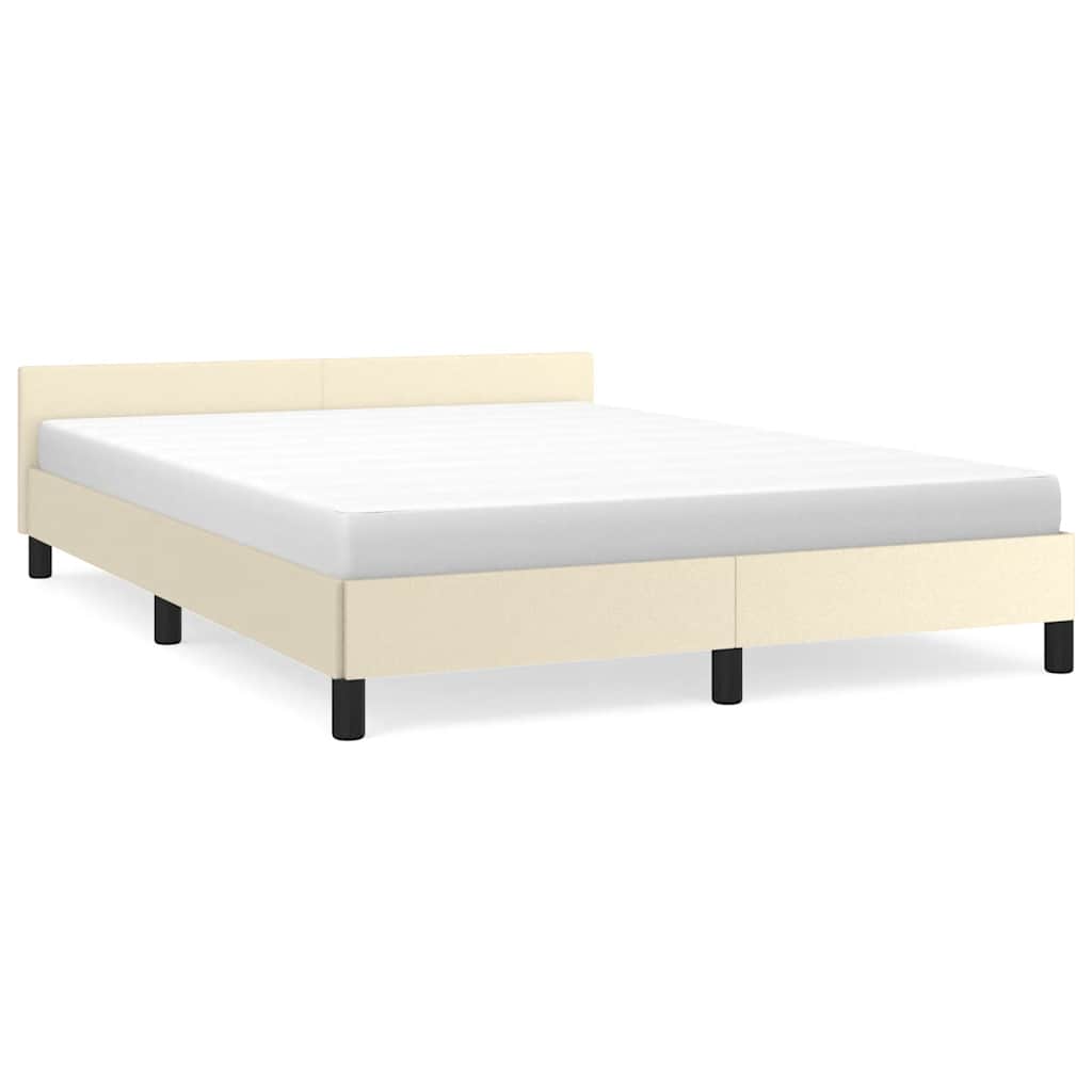 Bed Frame with Headboard without Mattress Cream 140x190 cm