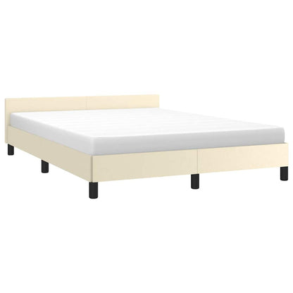 Bed Frame with Headboard without Mattress Cream 140x190 cm