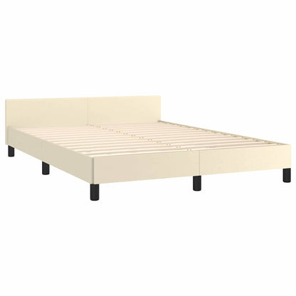 Bed Frame with Headboard without Mattress Cream 140x190 cm