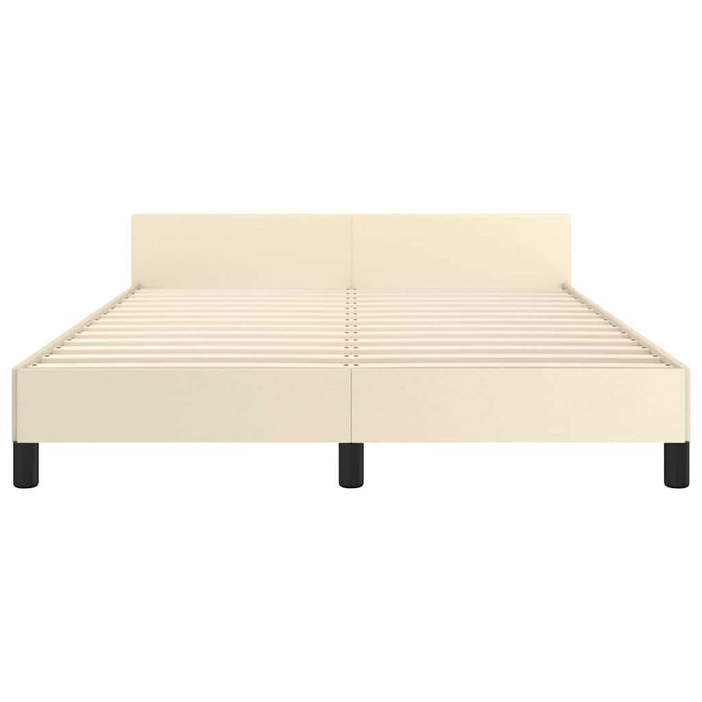 Bed Frame with Headboard without Mattress Cream 140x190 cm