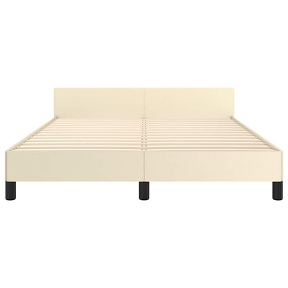 Bed Frame with Headboard without Mattress Cream 140x190 cm