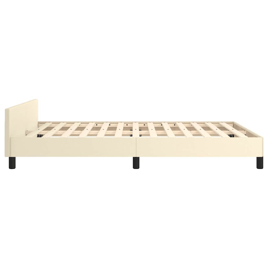 Bed Frame with Headboard without Mattress Cream 140x190 cm