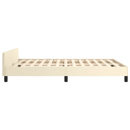 Bed Frame with Headboard without Mattress Cream 140x190 cm