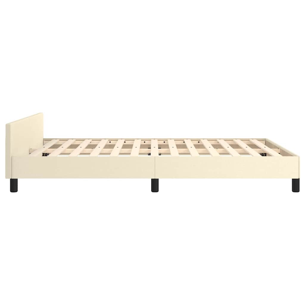 Bed Frame with Headboard without Mattress Cream 140x190 cm