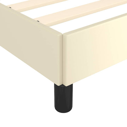 Bed Frame with Headboard without Mattress Cream 140x190 cm
