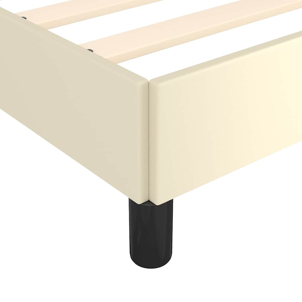 Bed Frame with Headboard without Mattress Cream 140x190 cm