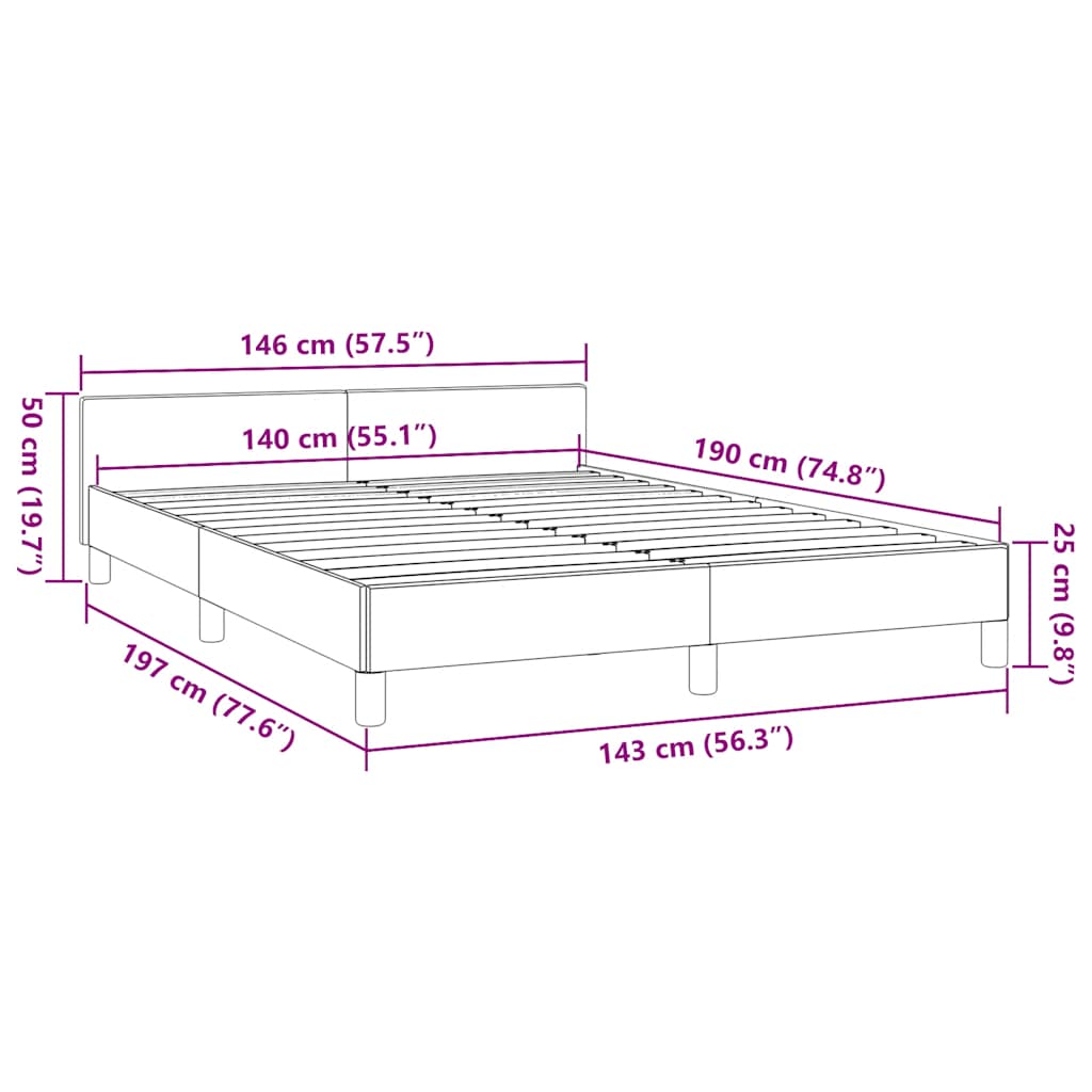 Bed Frame with Headboard without Mattress Cream 140x190 cm