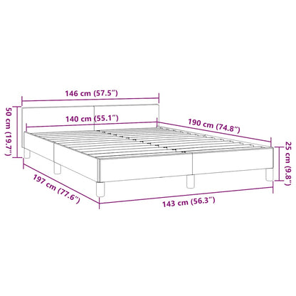Bed Frame with Headboard without Mattress Cream 140x190 cm
