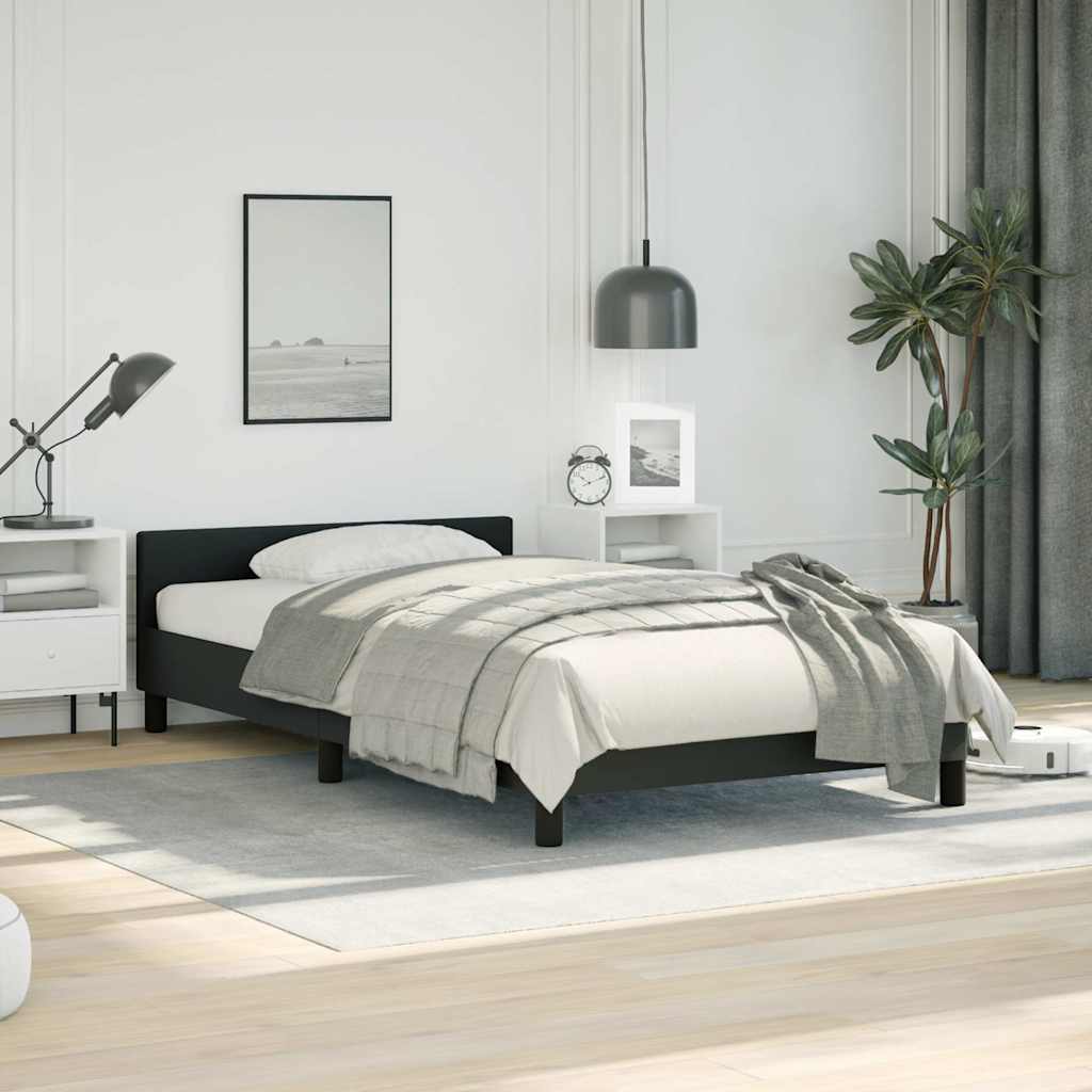 Bed Frame without Mattress Black Twin Faux Leather