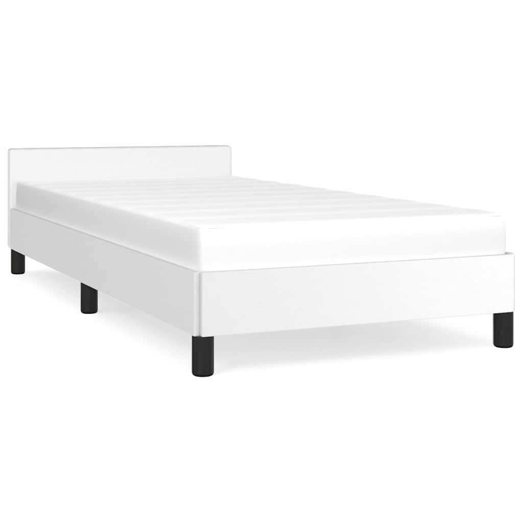 Bed Frame without Mattress White Twin Faux Leather