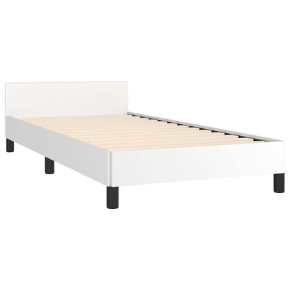Bed Frame without Mattress White Twin Faux Leather