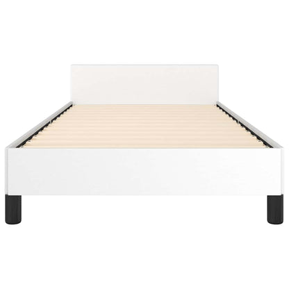 Bed Frame without Mattress White Twin Faux Leather