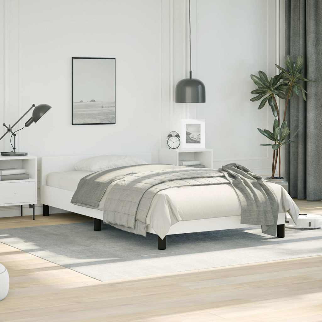Bed Frame without Mattress White Twin XL Faux Leather