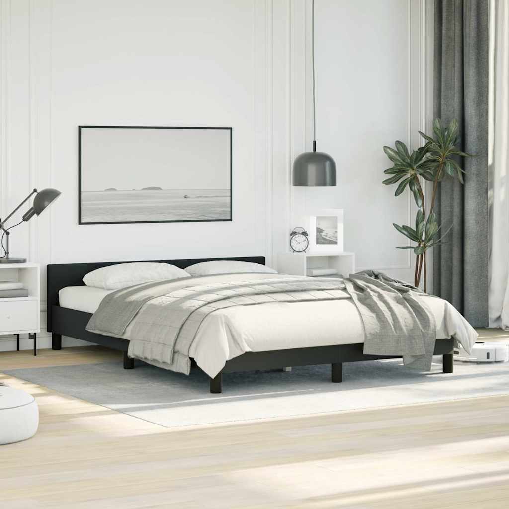 Bed Frame without Mattress Black Full Faux Leather