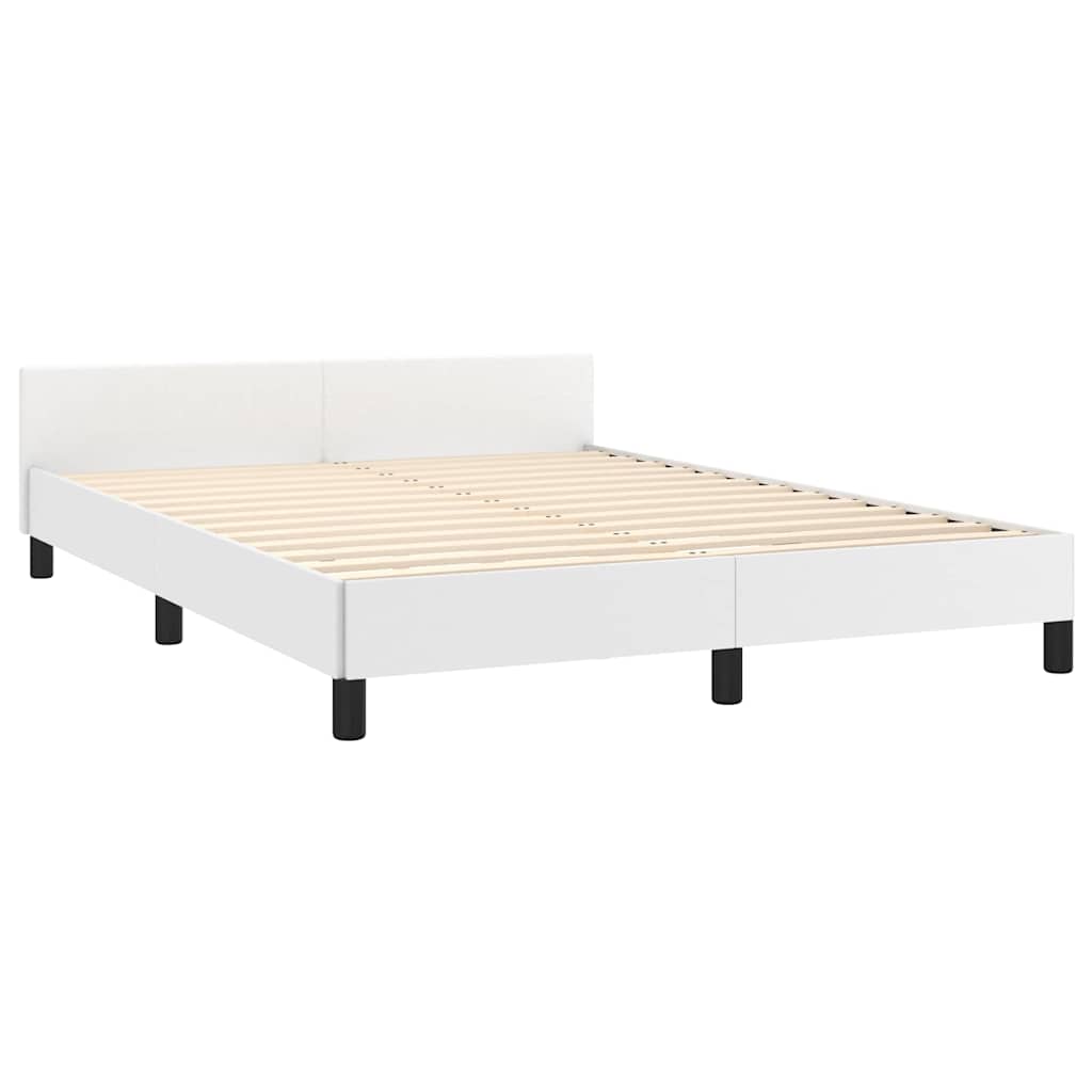 Bed Frame without Mattress White Full Faux Leather