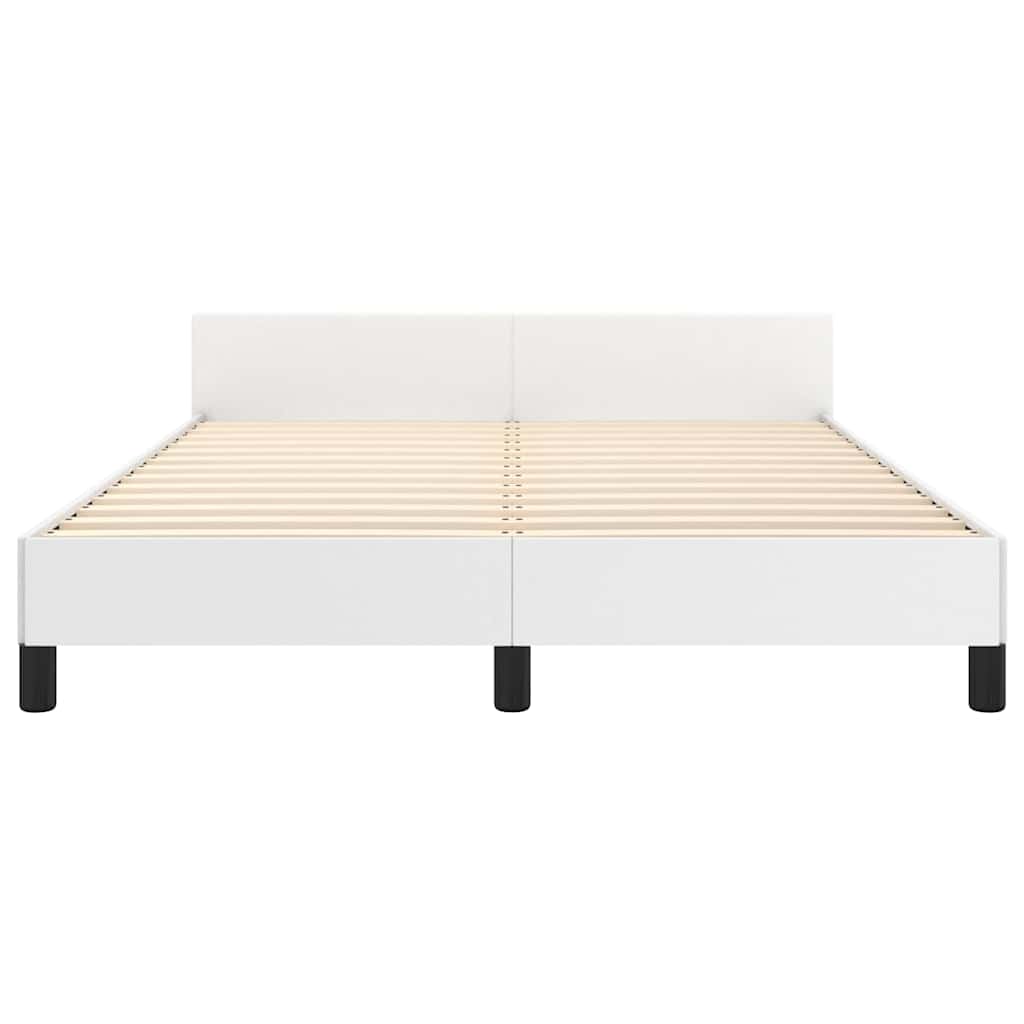 Bed Frame without Mattress White Full Faux Leather