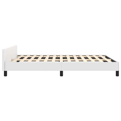 Bed Frame without Mattress White Full Faux Leather