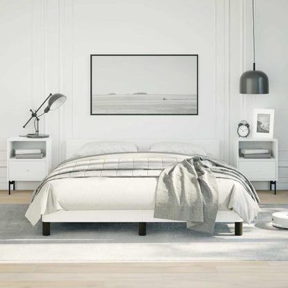 Bed Frame without Mattress White Full Faux Leather