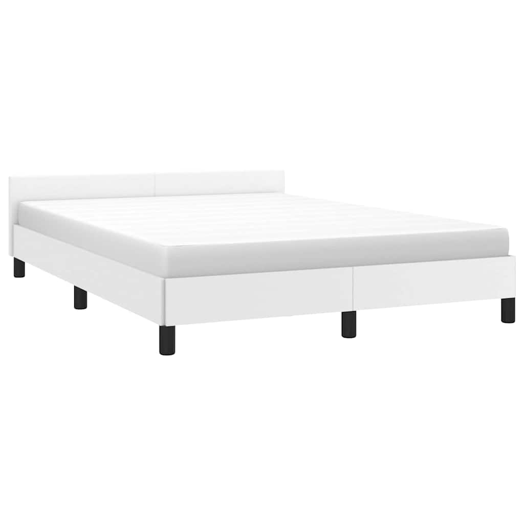 Bed Frame without Mattress White Queen Faux Leather