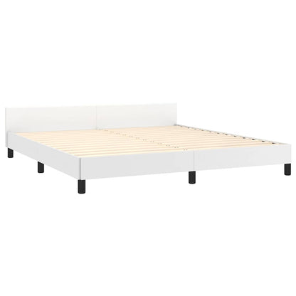 Bed Frame without Mattress White Queen Faux Leather