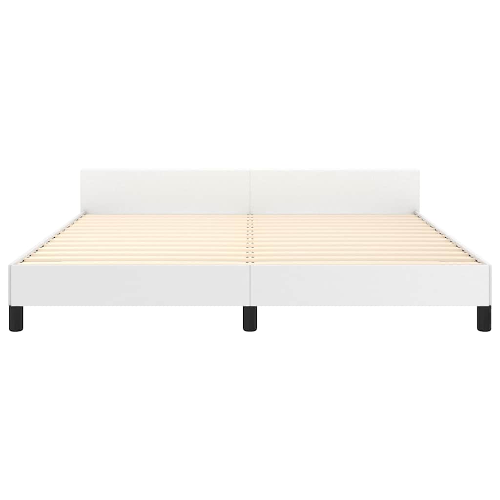 Bed Frame without Mattress White Queen Faux Leather