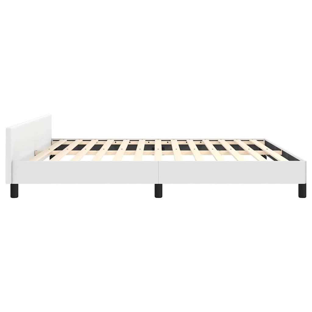 Bed Frame without Mattress White Queen Faux Leather