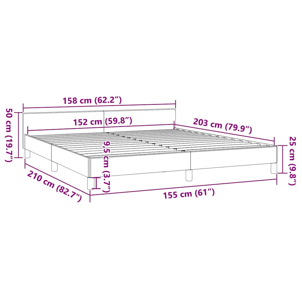 Bed Frame without Mattress White Queen Faux Leather