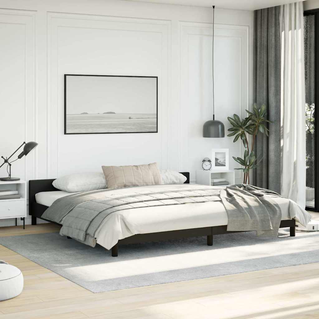 Bed Frame without Mattress Black King Faux Leather
