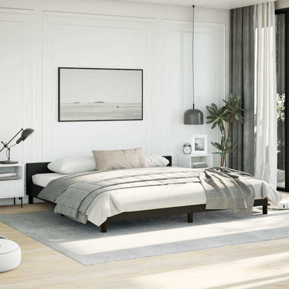 Bed Frame without Mattress Black King Faux Leather