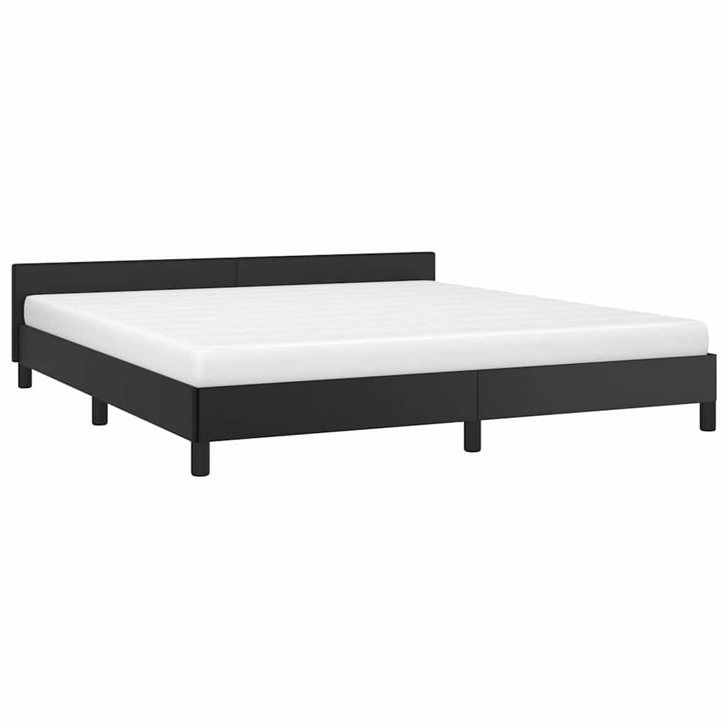 Bed Frame without Mattress Black King Faux Leather