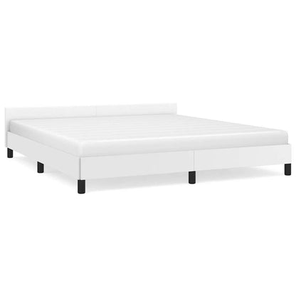 Bed Frame without Mattress White King Faux Leather