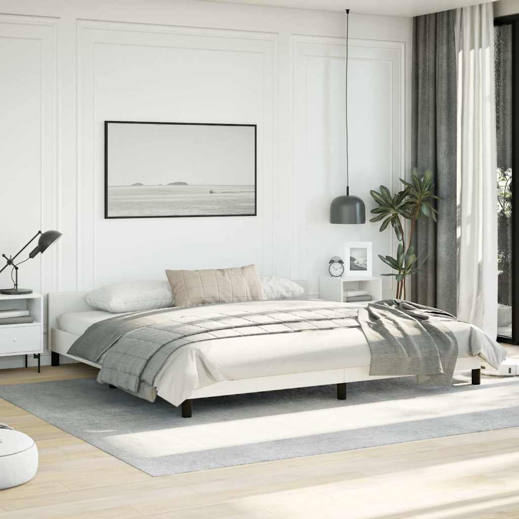 Bed Frame without Mattress White King Faux Leather