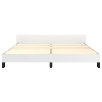 Bed Frame without Mattress White King Faux Leather