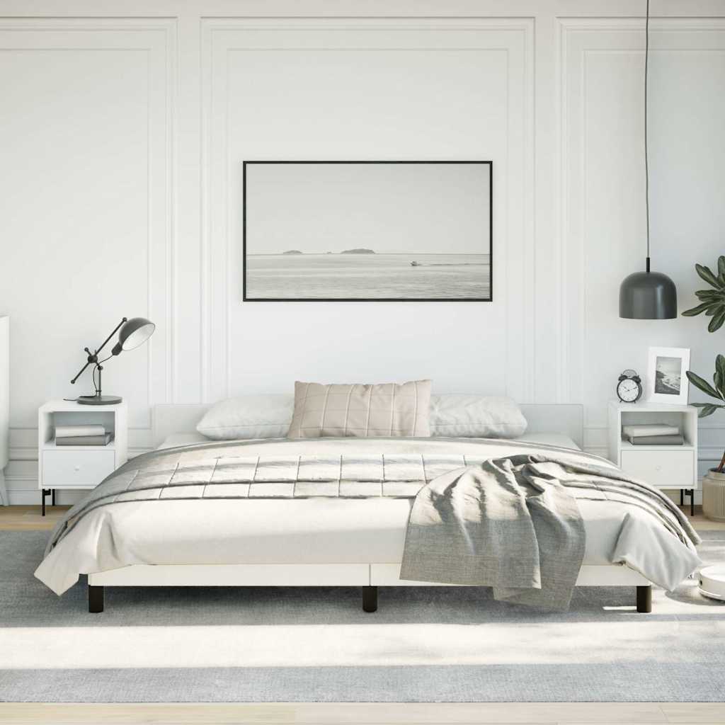 Bed Frame without Mattress White King Faux Leather