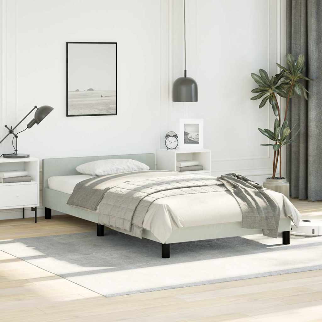 Bed Frame without Mattress Light Grey Twin Velvet