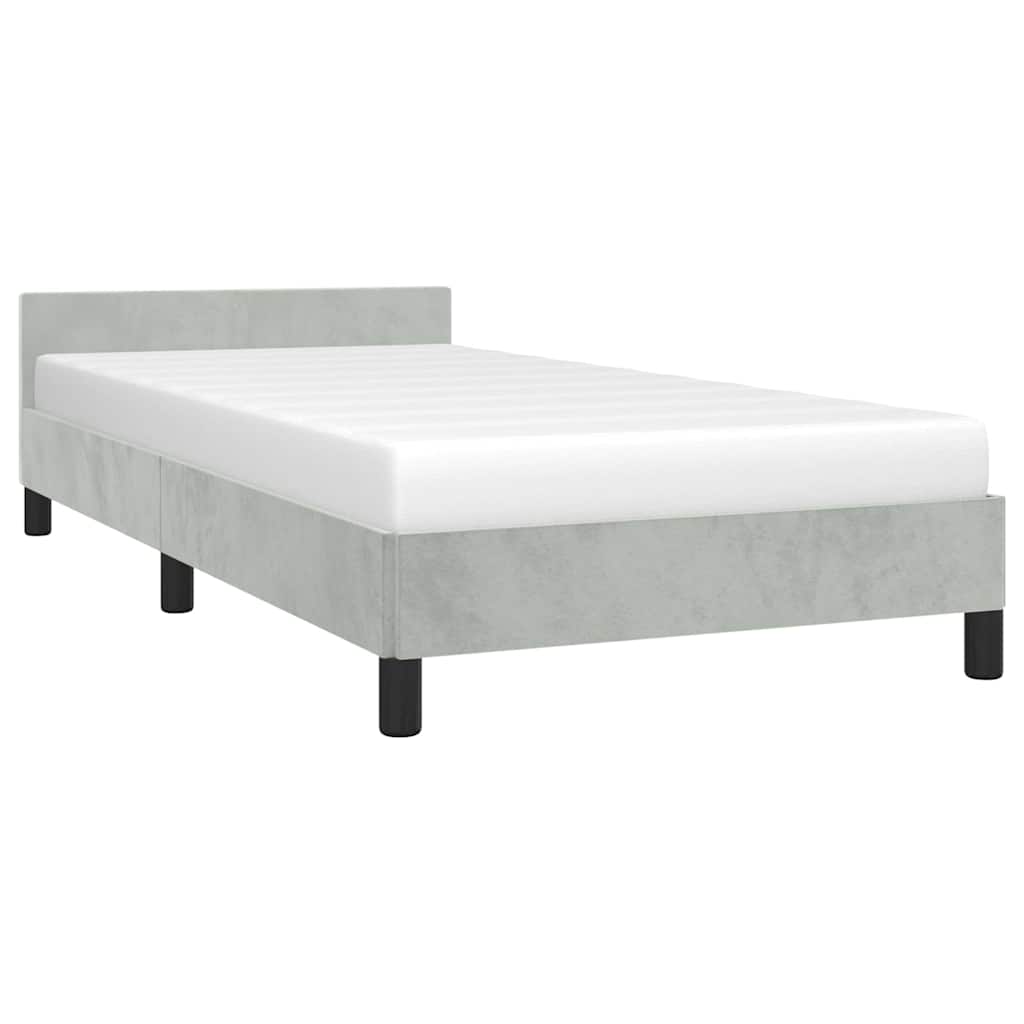 Bed Frame without Mattress Light Grey Twin Velvet