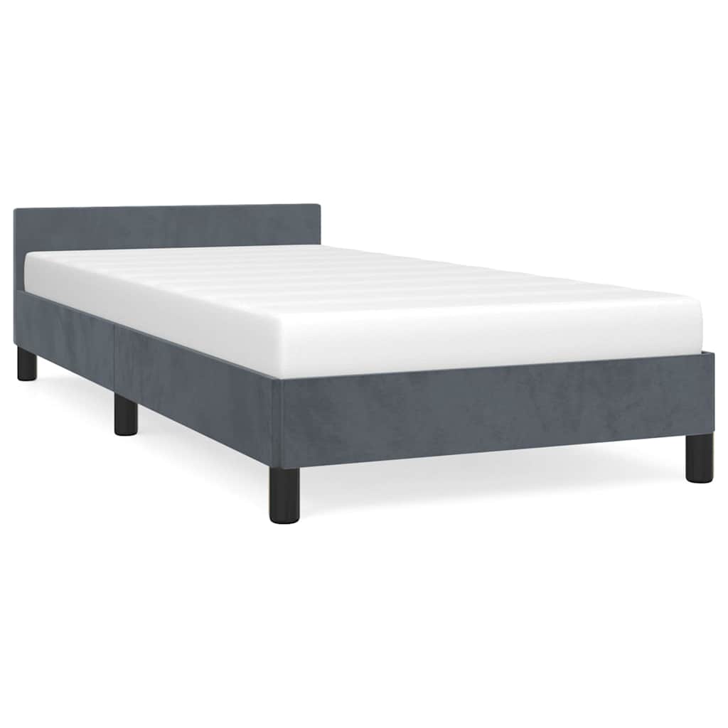 Bed Frame without Mattress Dark Grey Twin Velvet