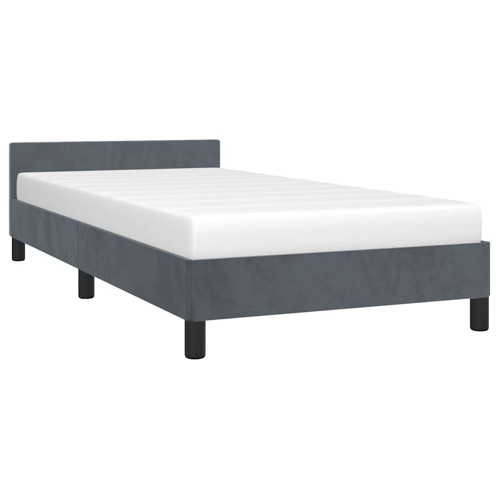Bed Frame without Mattress Dark Grey Twin Velvet