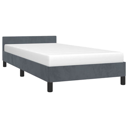 Bed Frame without Mattress Dark Grey Twin Velvet